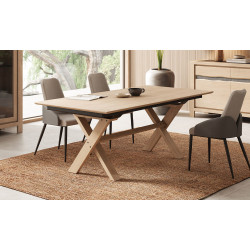 Nature - Table rectangulaire pieds en X extensible 