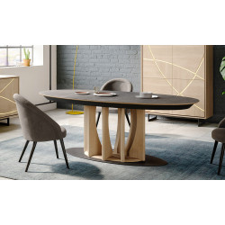 Torini - Table de séjour extensible, pied central 